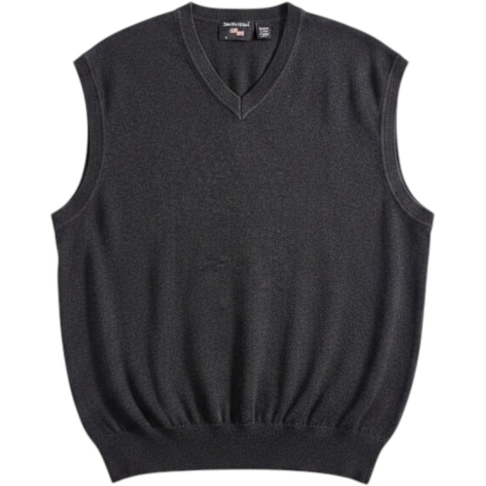 Smith & Tweed Sweater Vest Mens Large Charcoal Gray V-Neck Cotton Knit Classic